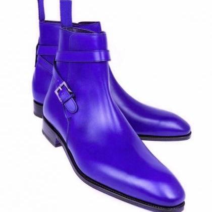 Jodhpur Boot Blue Patina Pointed Toe Back Pull..