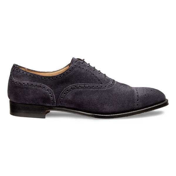 Men's Handmade Shoes Dark Grey Suede Brogue Toe Cap Oxford Wingtip Lace ...