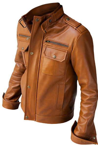 Handmade Men Tan Color Biker Leather Jacket