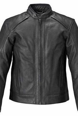 Men Full Black Color Motorbike Cowhide Leather Jacket