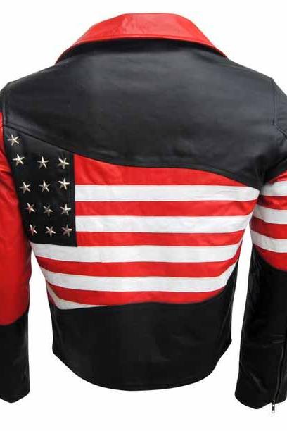 Men's American Flag Motorcycle Jacket 